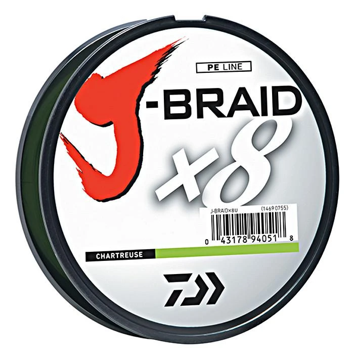 Daiwa J-Braid X8 Braided Line 330 Yards Chartreuse 1 Daiwa J-Braid X8 Braided Line 330 Yards Chartreuse